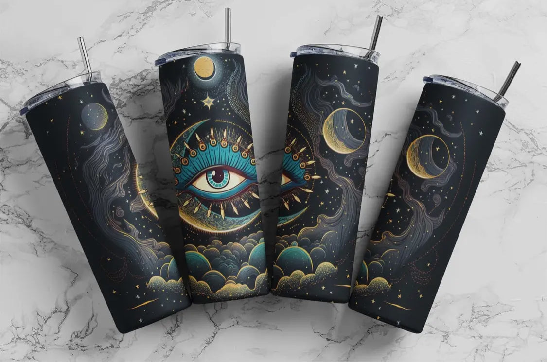 Evil Eye Tumbler, Manifest 20 oz Skinny Tumbler, Evileye Cup