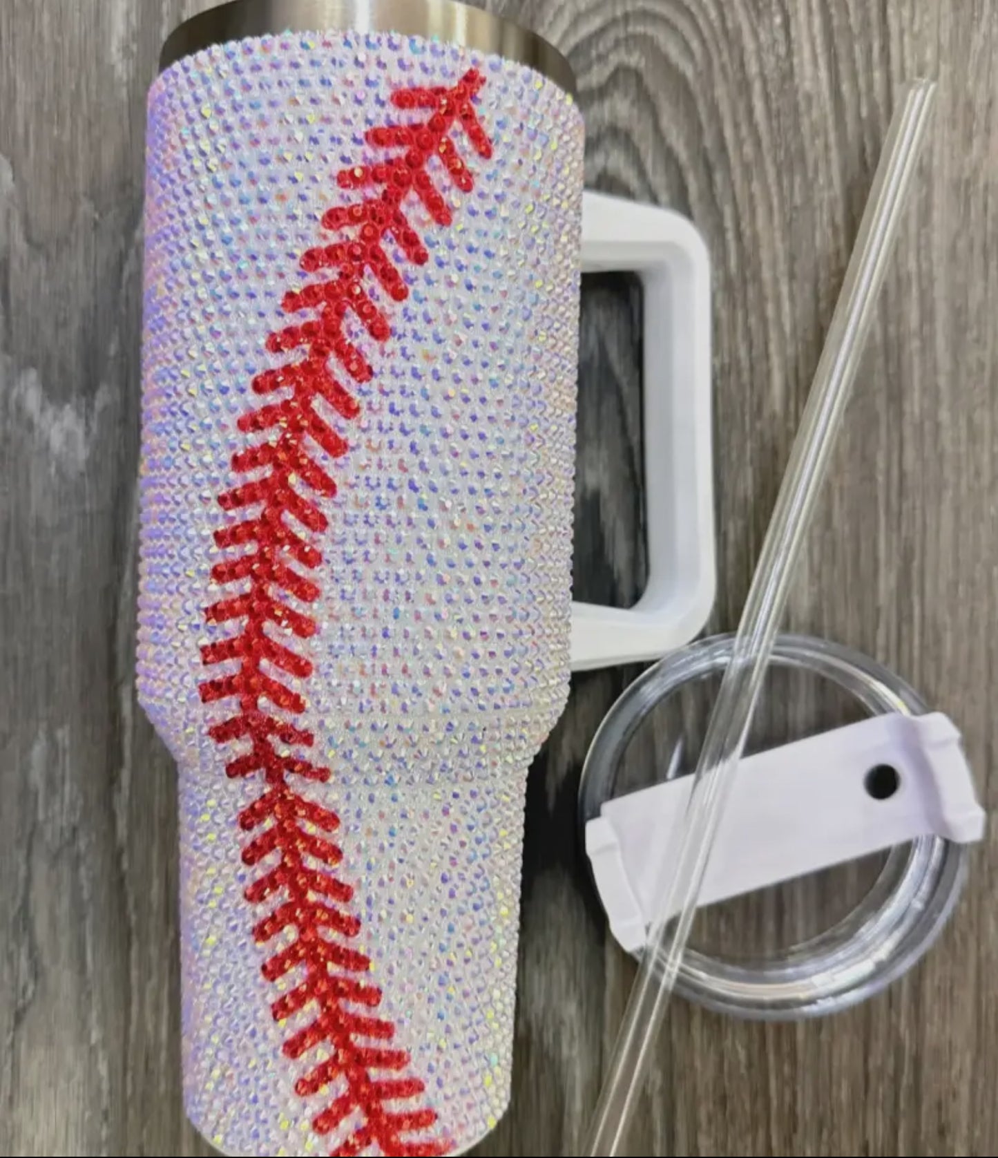 Baseball Rhinestone Stainless Steel Tumblers 40oz