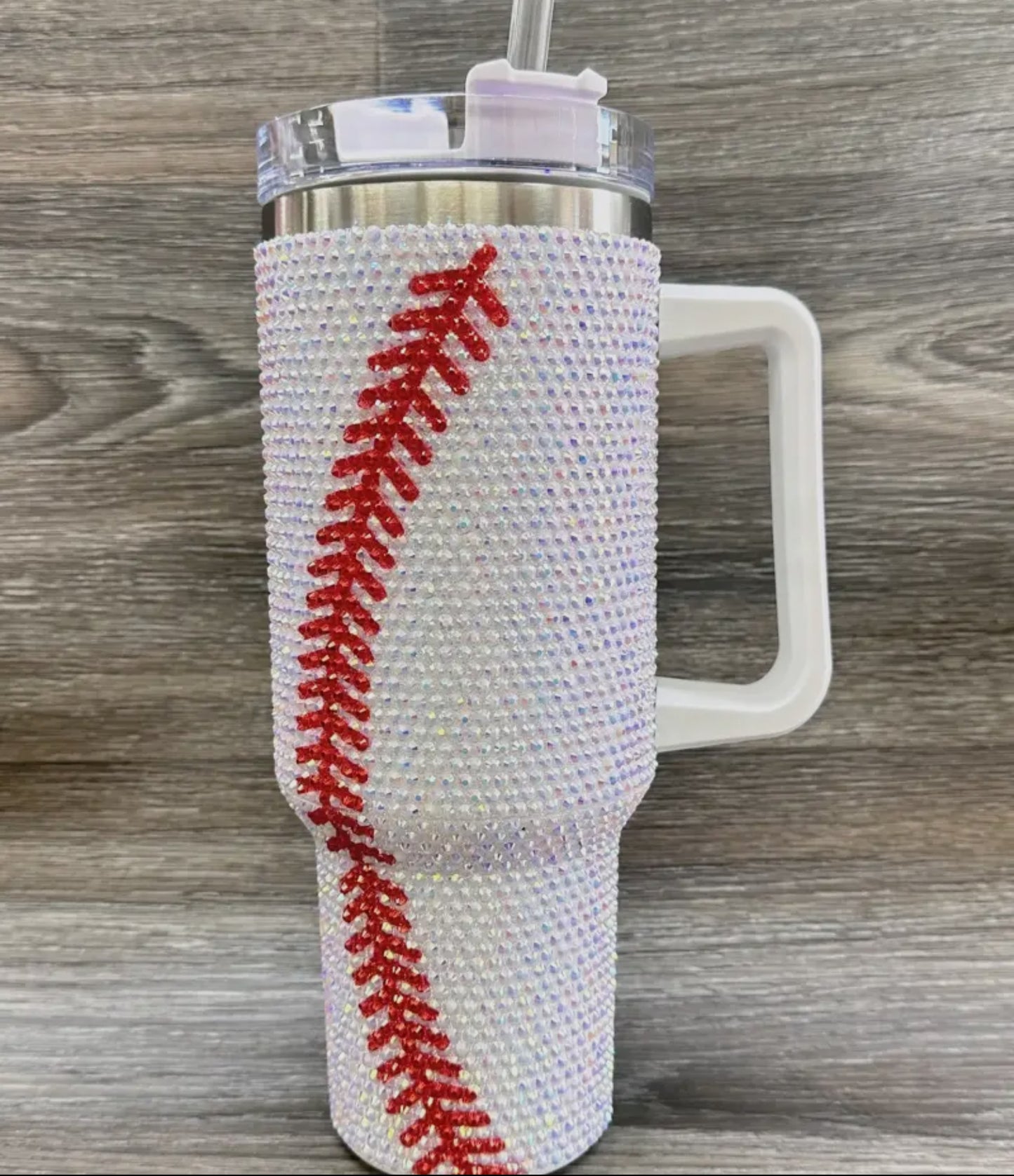 Baseball Rhinestone Stainless Steel Tumblers 40oz