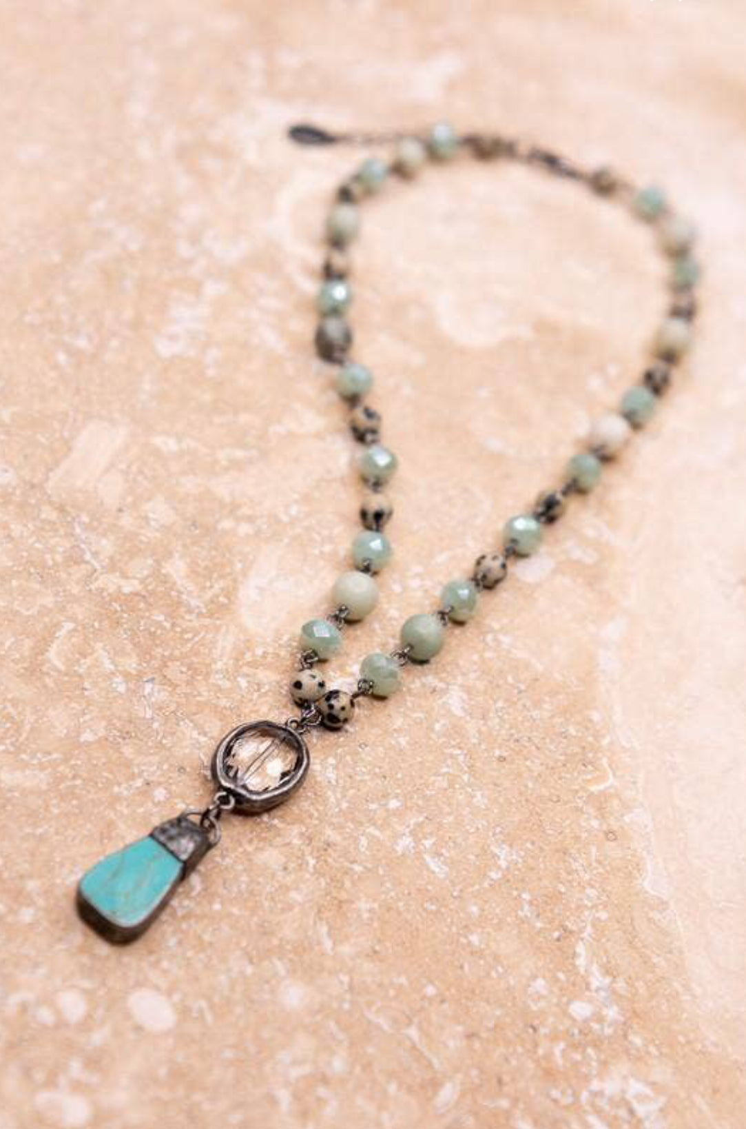 Pica Gemstone Boho Pendent Necklace - Jade